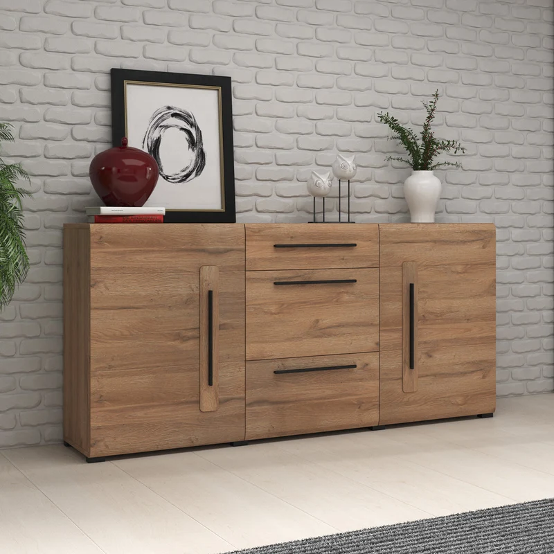 Buffet 2 portes 3 tiroirs Louis Bois