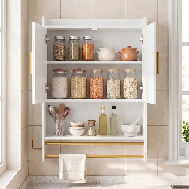 Bathroom Wall Cabinet Wall Mounted Medicine Cabinet with Towel Bars, White
