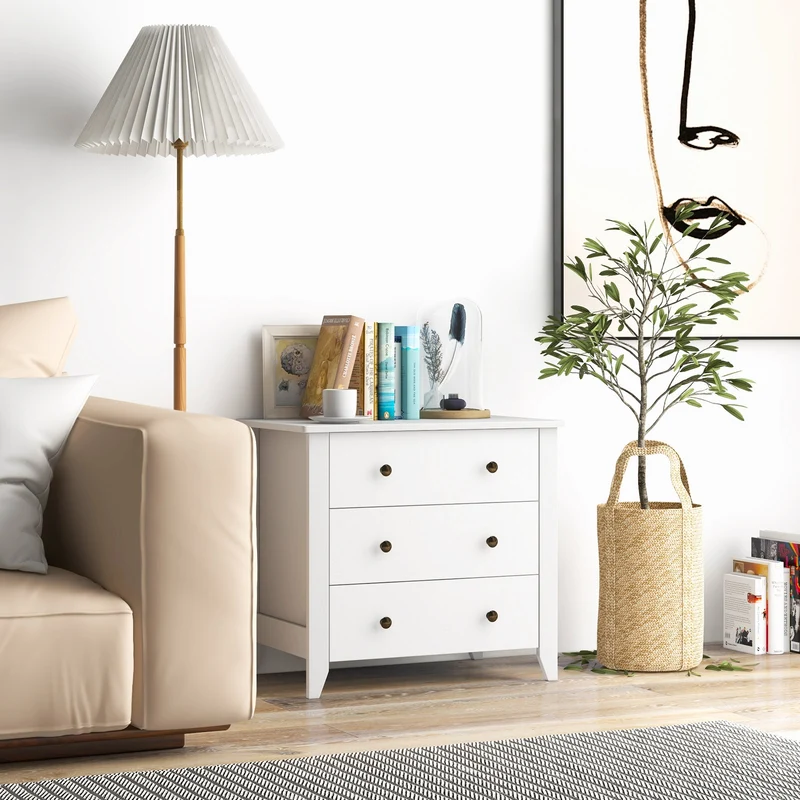 3 Drawer Dresser Chest, White