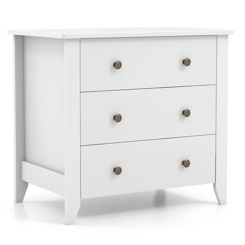 3 Drawer Dresser Chest, White