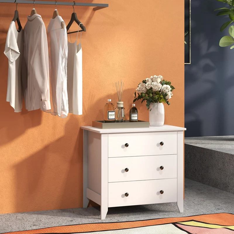 3 Drawer Dresser Chest, White