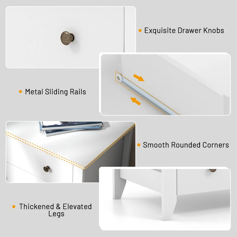 3 Drawer Dresser Chest, White
