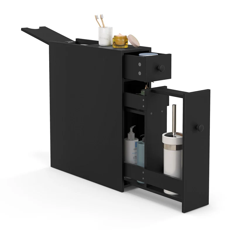 Bathroom Cabinet, Space Saver Storage Organizer, Black
