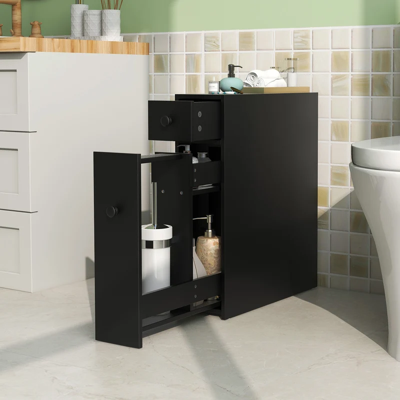 Bathroom Cabinet, Space Saver Storage Organizer, Black