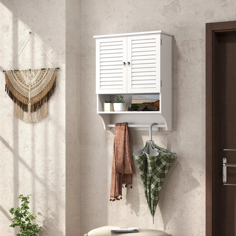 2-Door Wall Mounted Medicine Cabinet With Towel Bar, White