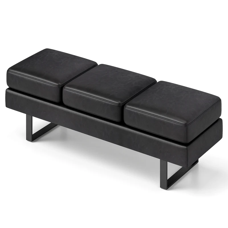 Metal Frame Waiting Room Bench, Black