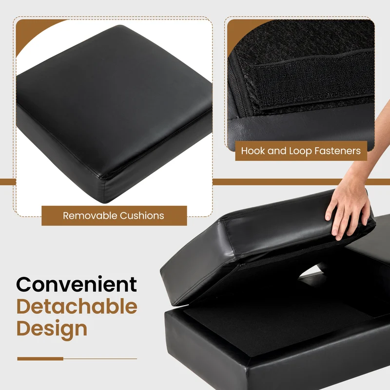 Metal Frame Waiting Room Bench, Black