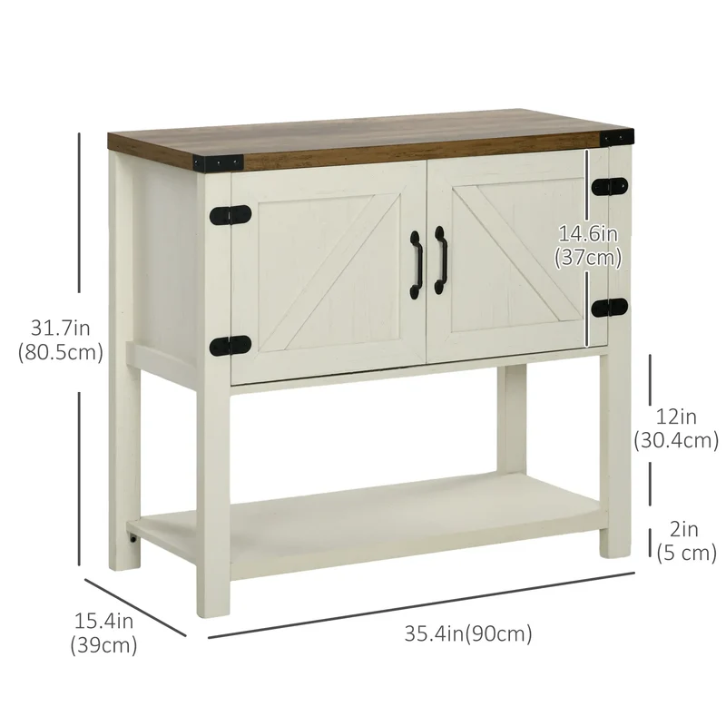 Farmhouse Kitchen Storage Cabinet, Free Standing Sideboard, White