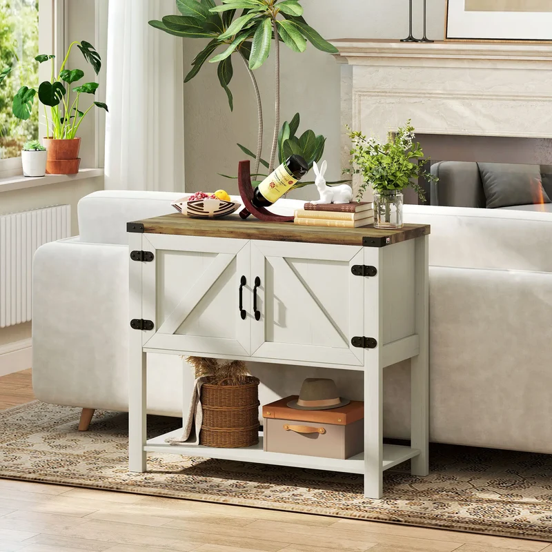 Farmhouse Kitchen Storage Cabinet, Free Standing Sideboard, White