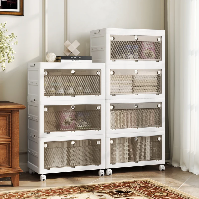 44 Gal Stackable Plastic Storage Bins, 4-Pack With Lid, White