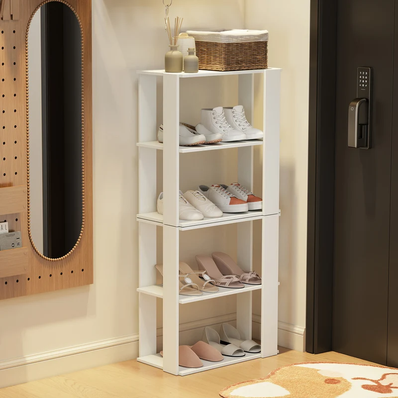 3-Tier Shoe Rack Set of 2 with Stackable Design and Anti-Tipping Device for Closet, White