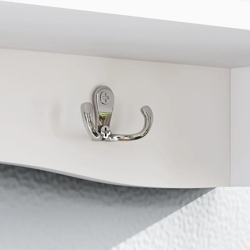 Wall Mount Coat Rack with Shelf, 28", 5 Hooks, 4 Compartments, White