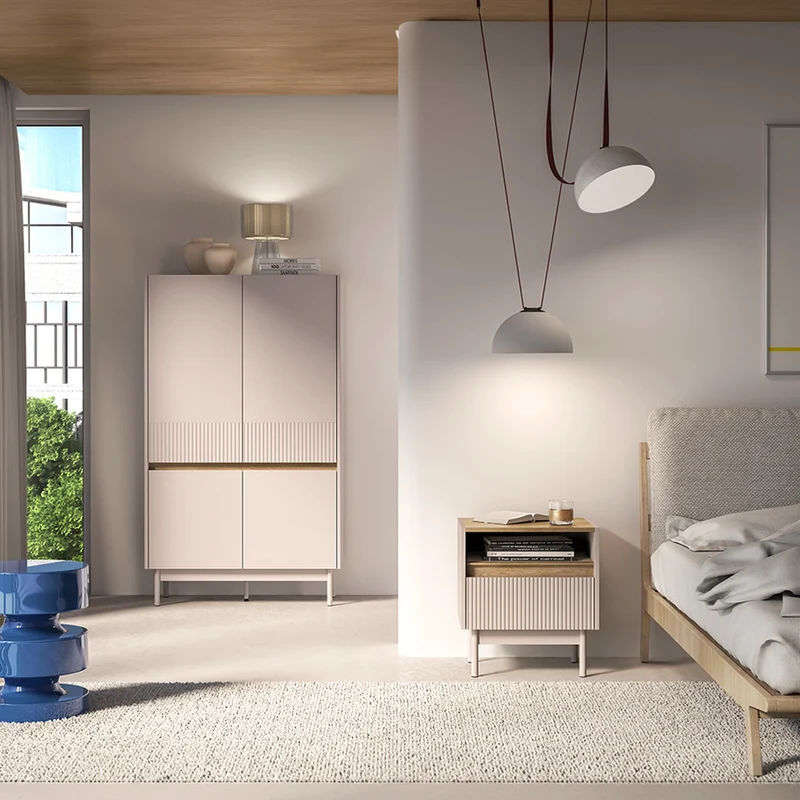 Buffet haut 4 portes Connie Cachemire et Bois