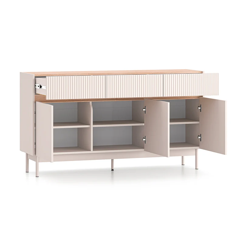 Buffet 3 portes 3 tiroirs Connie Cachemire et Bois