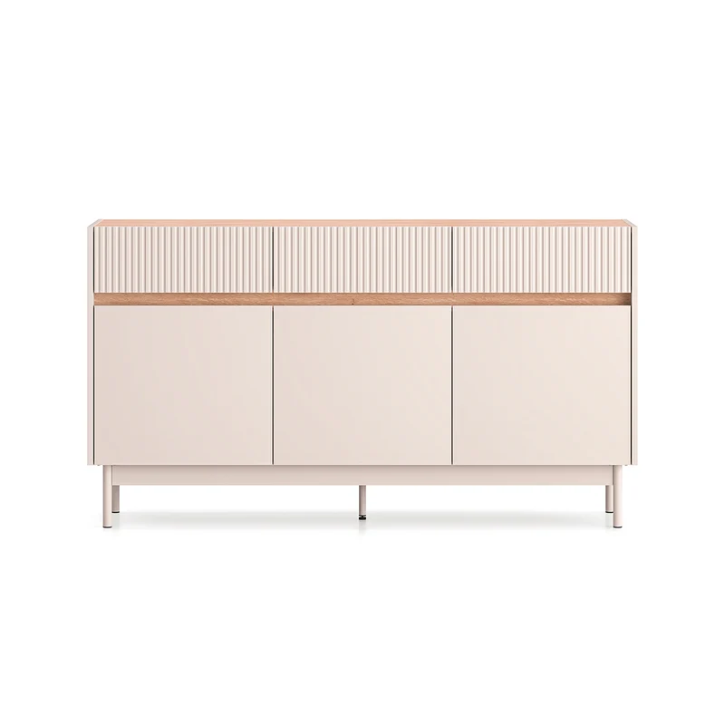 Buffet 3 portes 3 tiroirs Connie Cachemire et Bois
