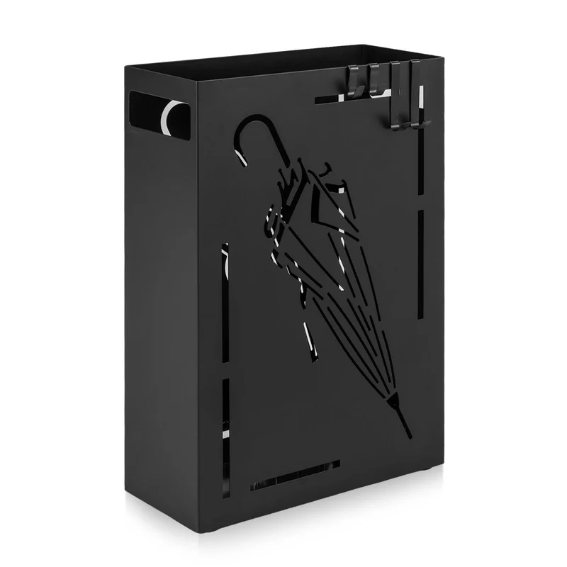 Rectangular Umbrella Holder Rack with Removable Drip Tray, Black