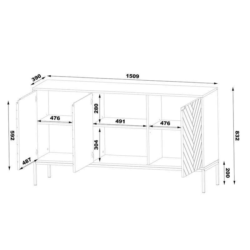 Buffet 3 portes Daria Noir