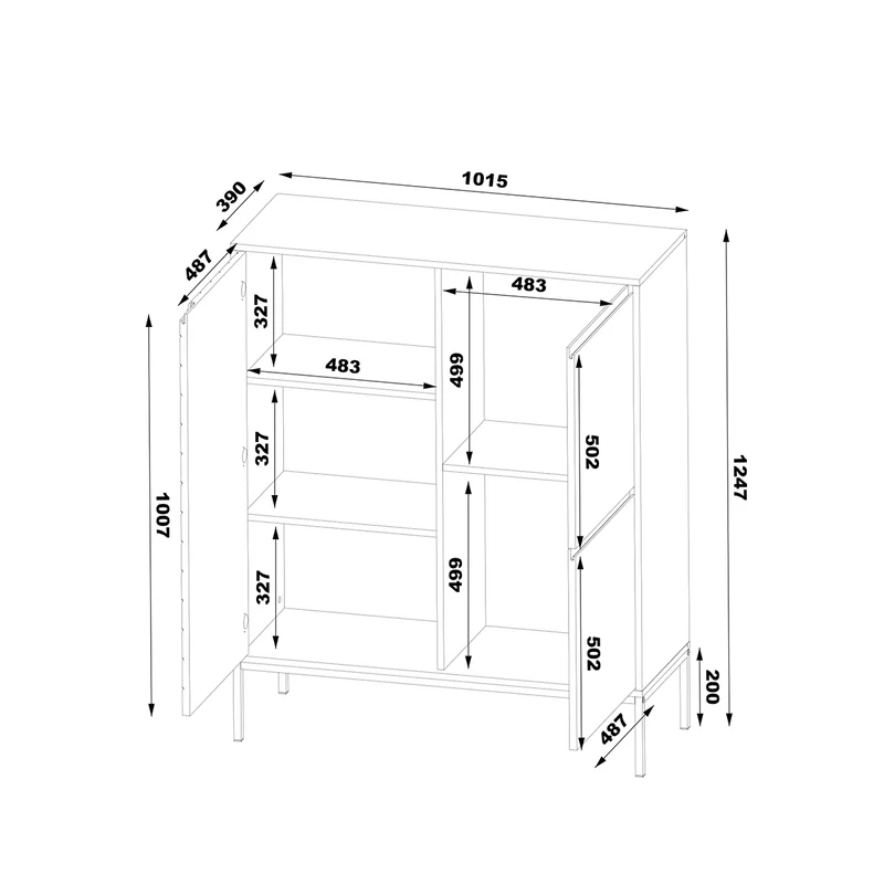 Buffet haut 3 portes Daria Cachemire