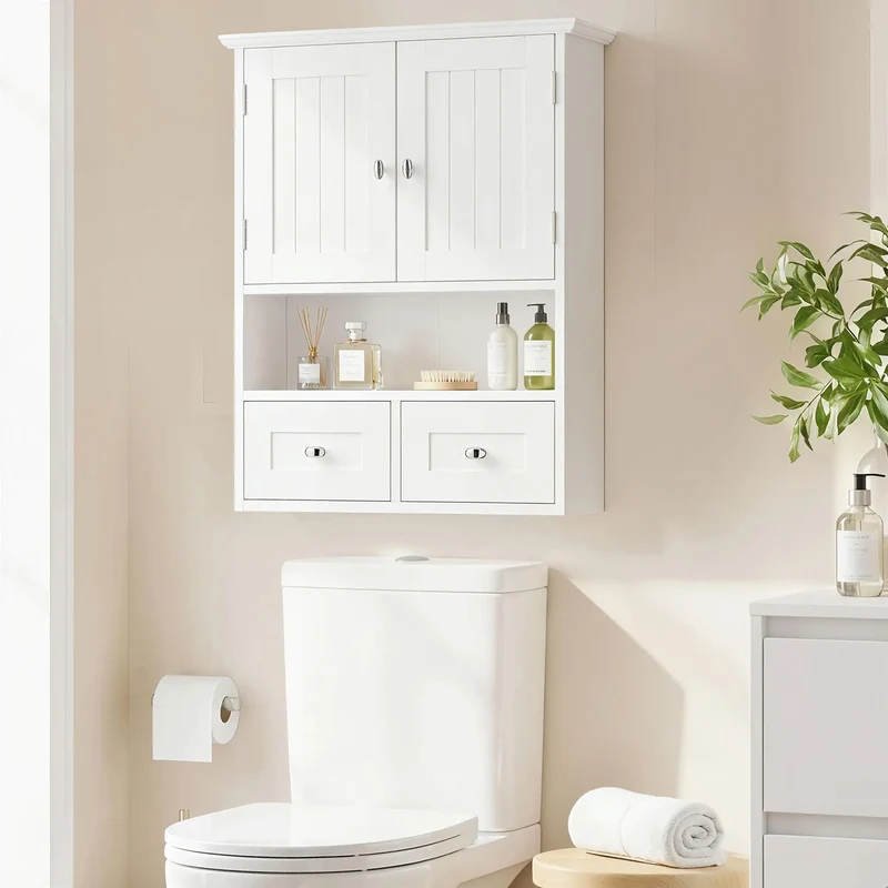 Bathroom Wall Cabinet, Medicine Cabinet, Over Toilet Storage, White