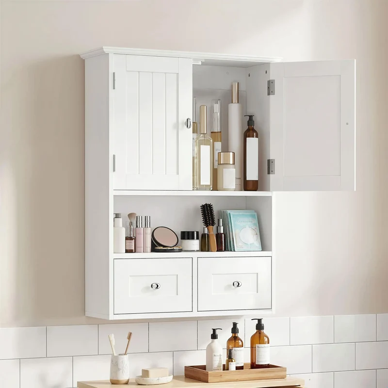 Bathroom Wall Cabinet, Medicine Cabinet, Over Toilet Storage, White