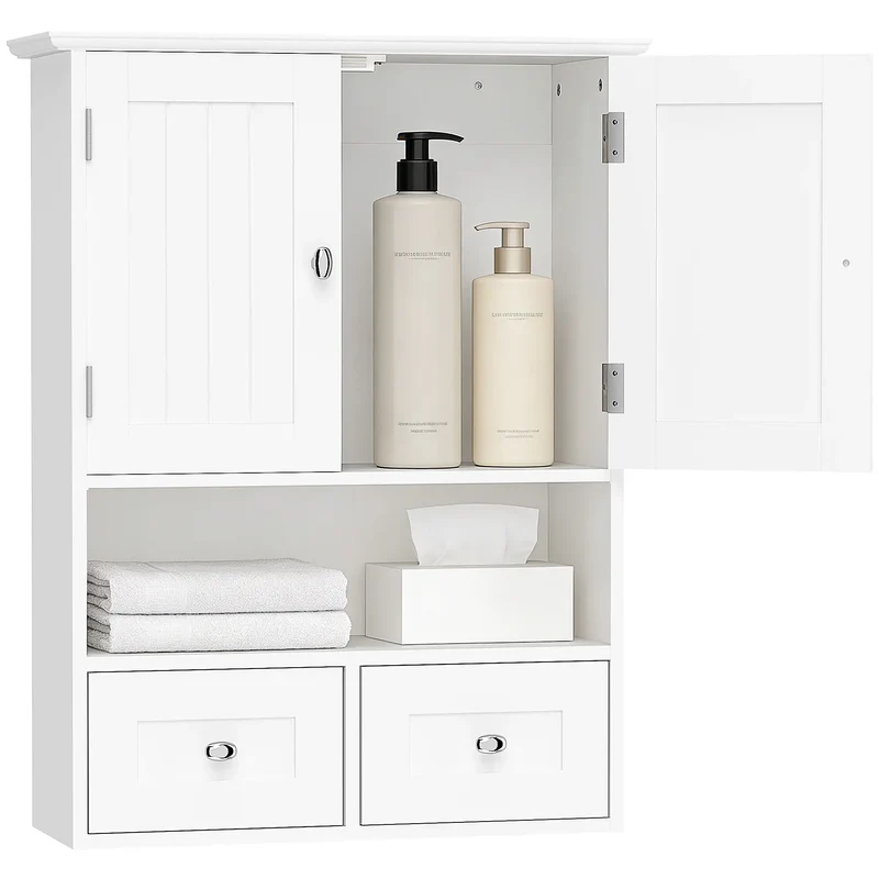 Bathroom Wall Cabinet, Medicine Cabinet, Over Toilet Storage, White