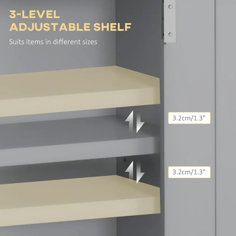 Bathroom Wall Cabinet, Medicine Storage with Shelf, Grey