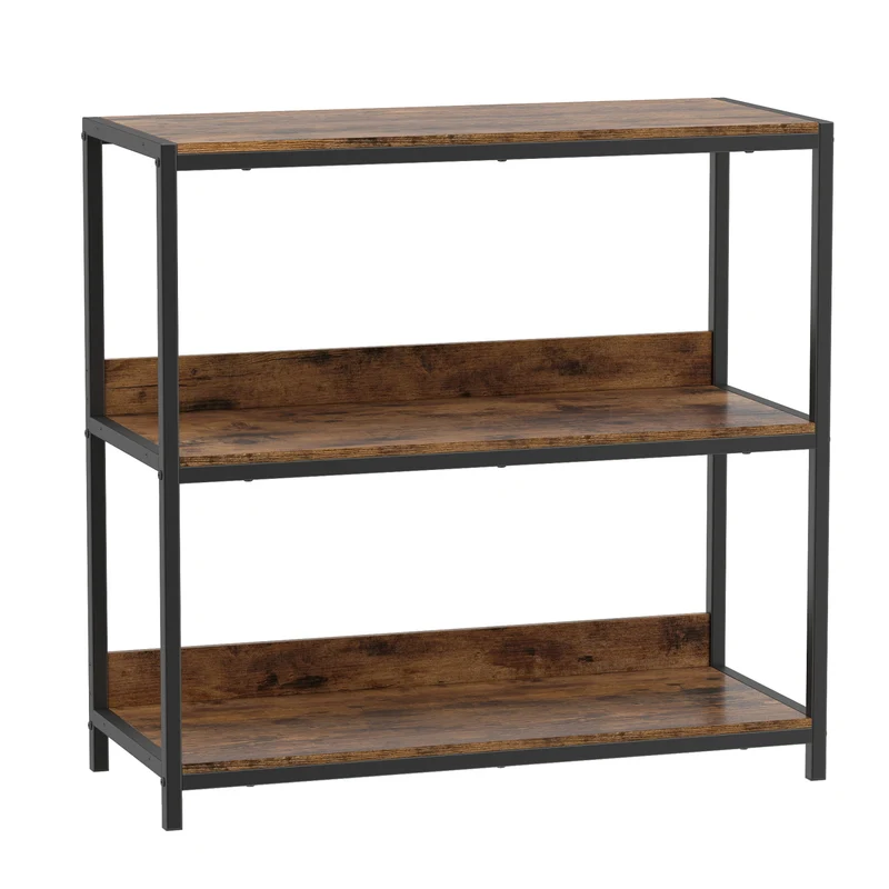 3-Tier Industrial Bookshelf, Rustic Brown