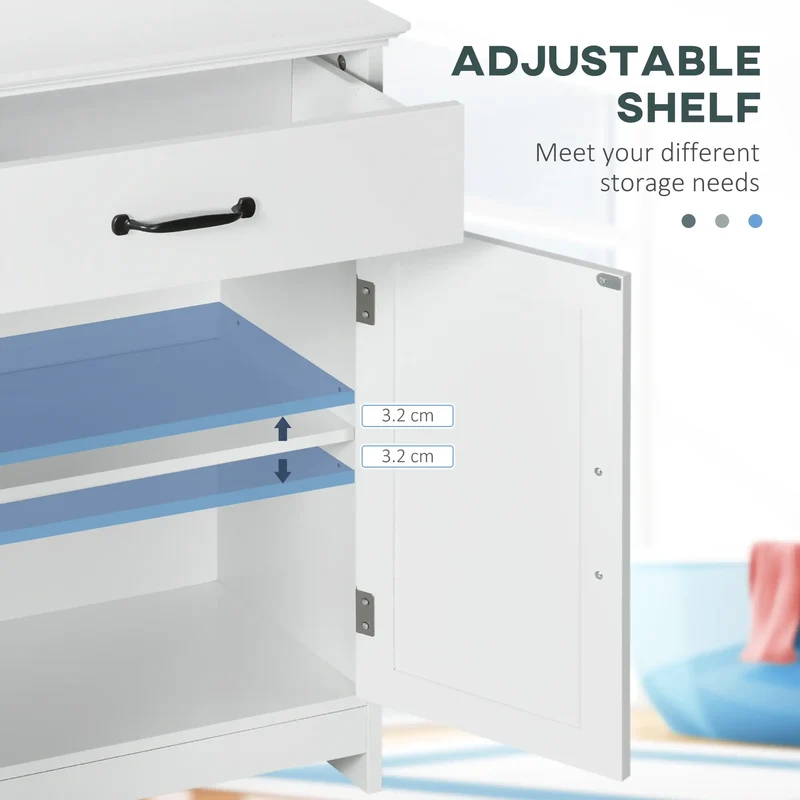 3-Piece Bathroom Furniture Set, Storage Cabinet with Drawers, Shelves, White