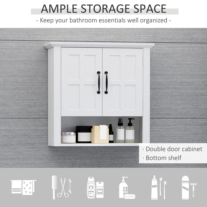 3-Piece Bathroom Furniture Set, Storage Cabinet with Drawers, Shelves, White