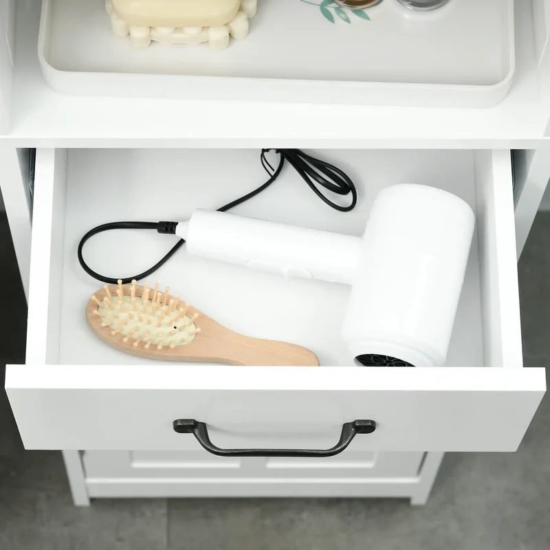 3-Piece Bathroom Furniture Set, Storage Cabinet with Drawers, Shelves, White