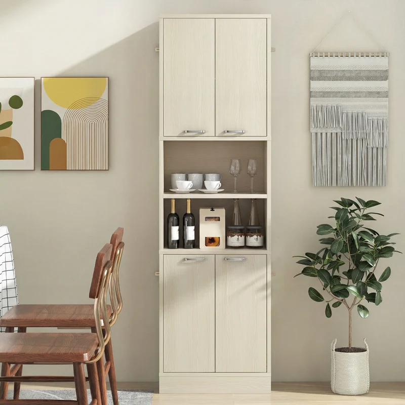 75 Inch Tall Kitchen Pantry Cabinet, Beige
