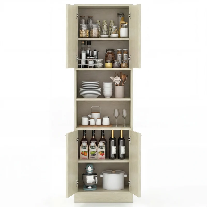 75 Inch Tall Kitchen Pantry Cabinet, Beige