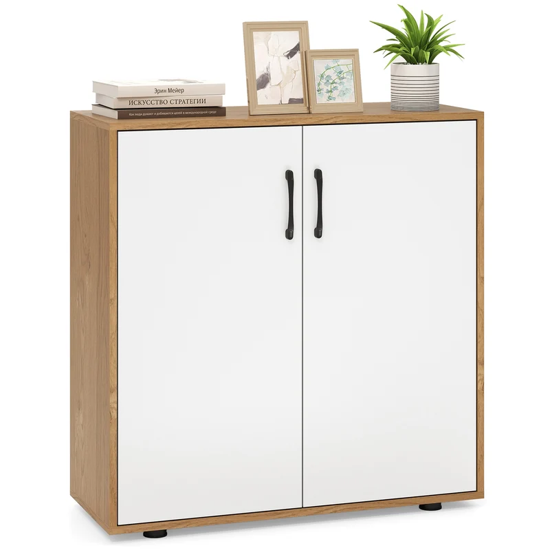 Coffee Bar Cabinet, Adjustable Shelf, 5-Position, Natural