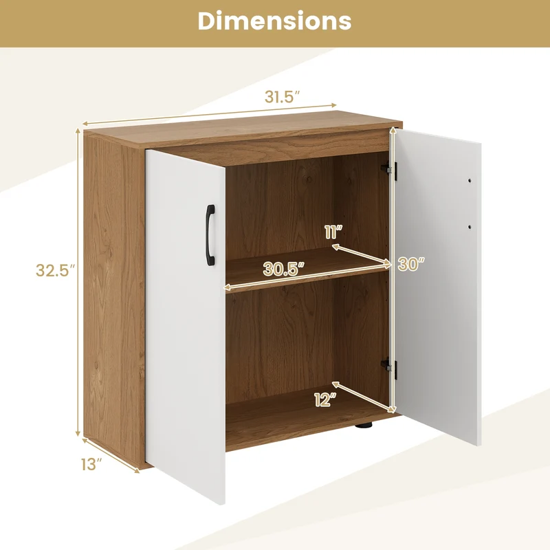 Coffee Bar Cabinet, Adjustable Shelf, 5-Position, Natural