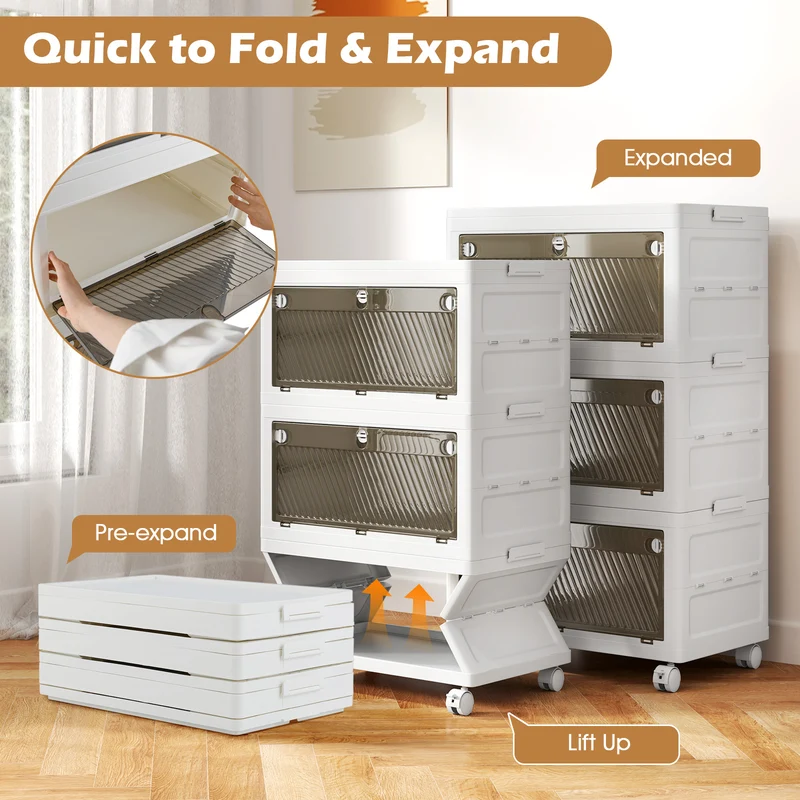 33 Gal Stackable Plastic Storage Bins, 3-Pack With Lid, White