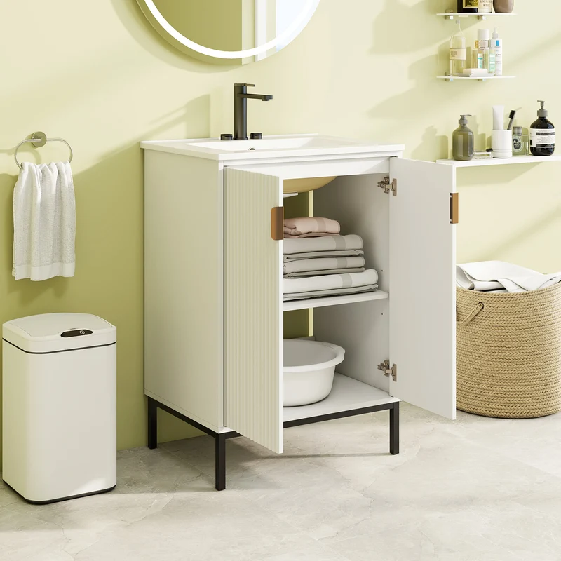24 Inch Bathroom Vanity With Sink Combo, Adjustable Shelf, White