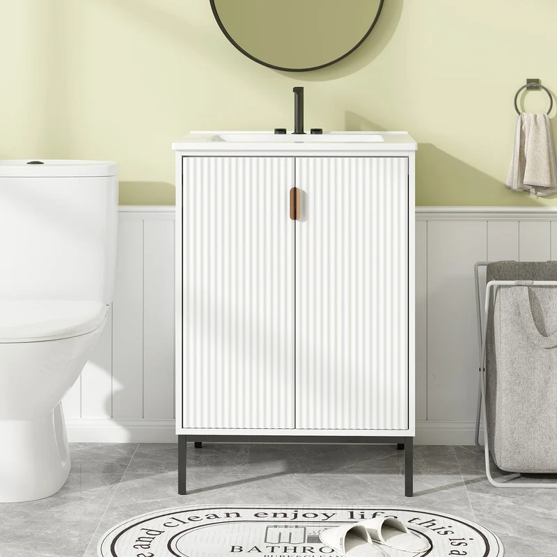 24 Inch Bathroom Vanity With Sink Combo, Adjustable Shelf, White