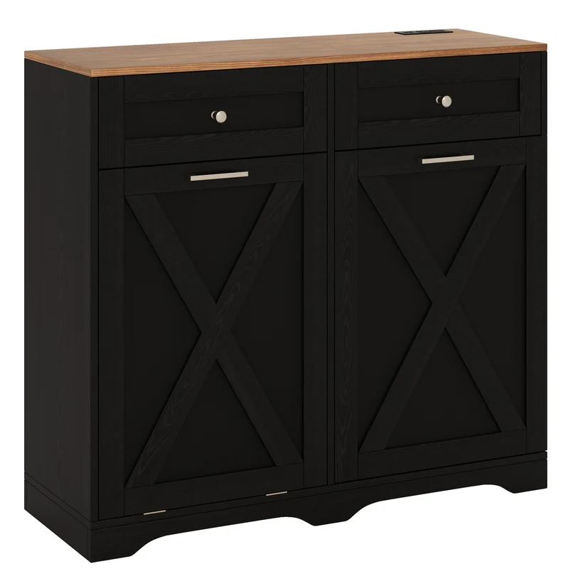 Tilt Out Trash Can Cabinet, Black