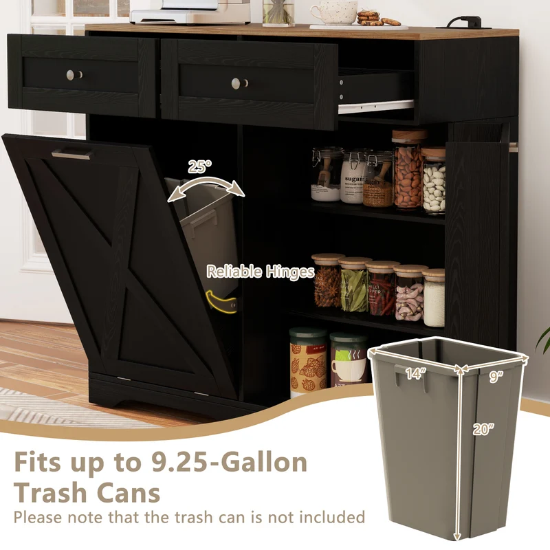 Tilt Out Trash Can Cabinet, Black
