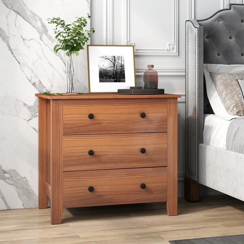 3 Drawer Dresser Chest, Walnut