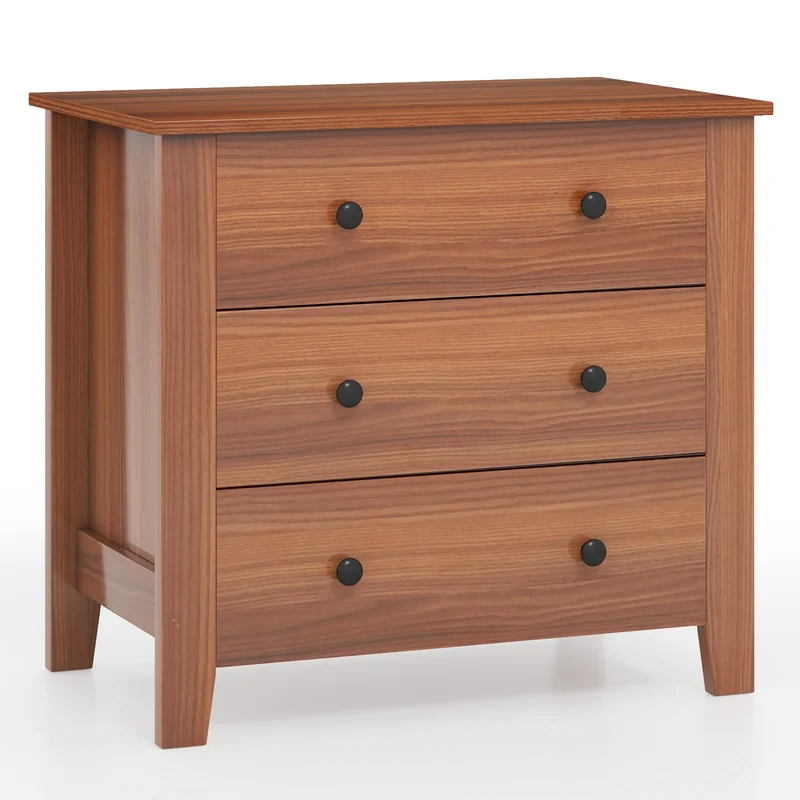 3 Drawer Dresser Chest, Walnut