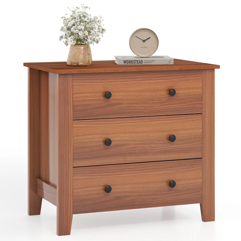 3 Drawer Dresser Chest, Walnut