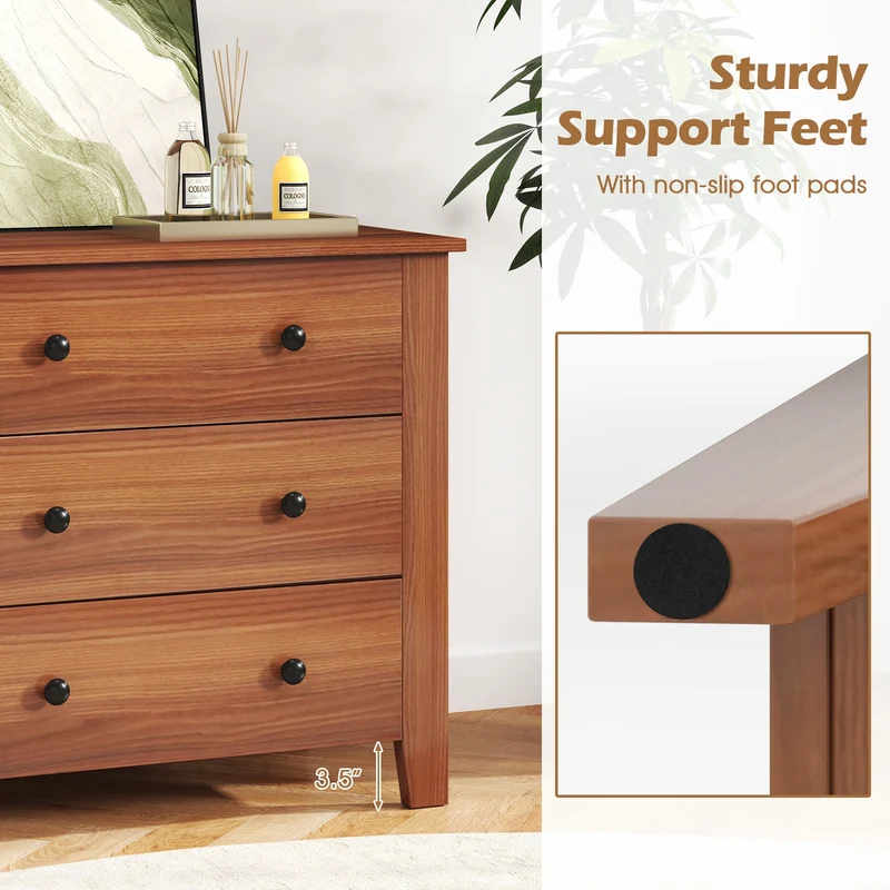 3 Drawer Dresser Chest, Walnut