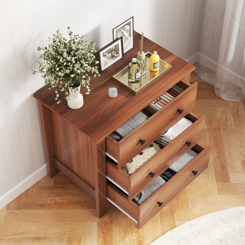 3 Drawer Dresser Chest, Walnut