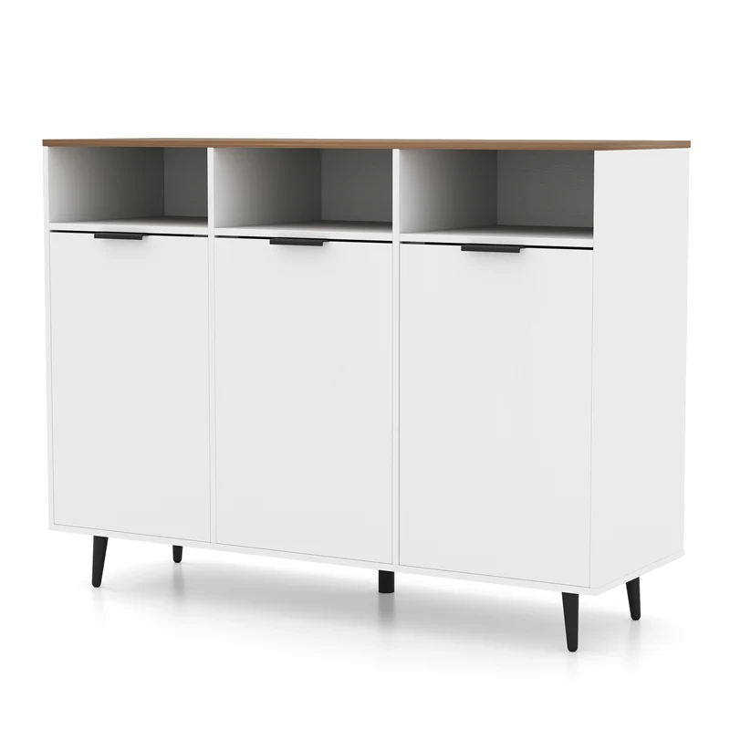 Sideboard Buffet Cabinet, 5-Position Adjustable Shelves, White