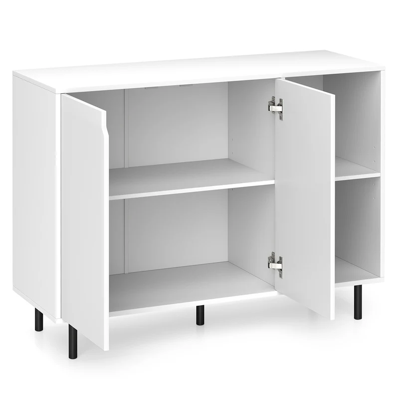 42 Inch Sideboard Buffet Cabinet, Adjustable Shelves, White