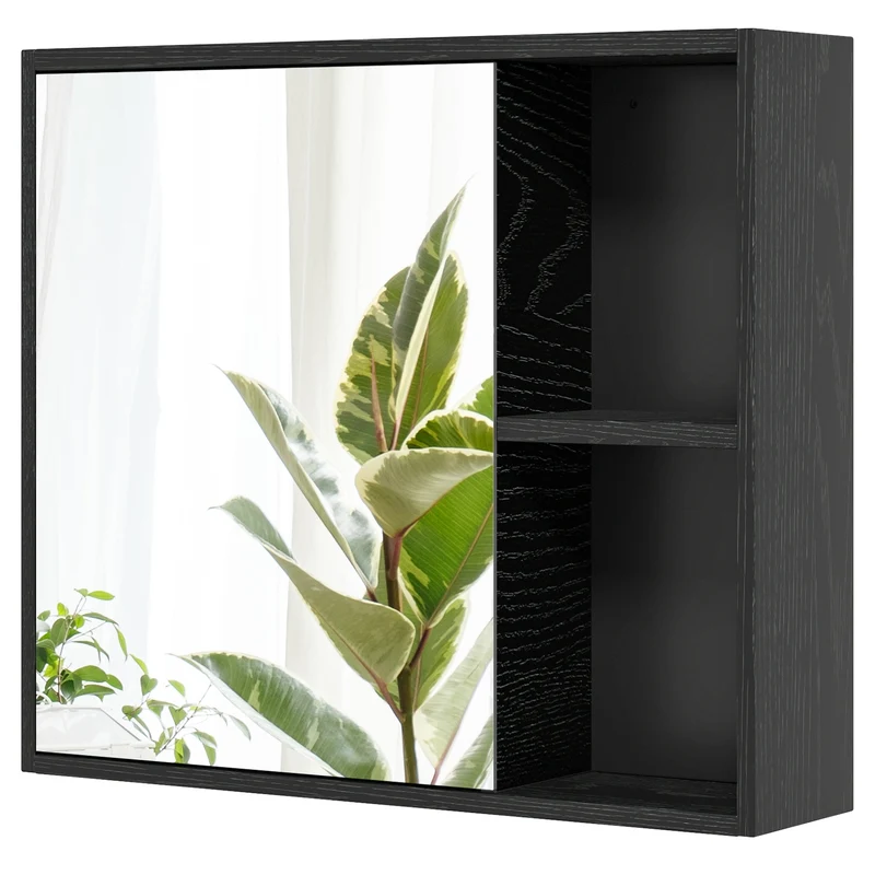 Bathroom Medicine Cabinet, Single Mirror Door, Black