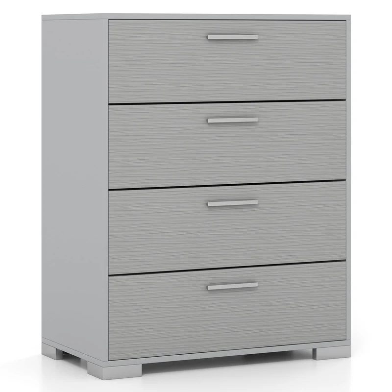 4 Drawer Storage Cabinet, Metal Legs, Anti-Toppling, Gray