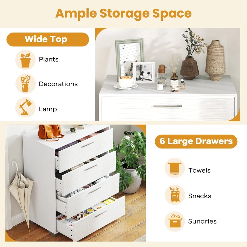 4 Drawer Storage Cabinet, Metal Legs Handles, White