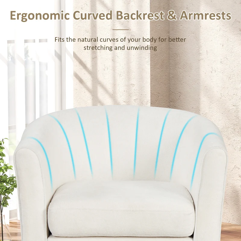 Teddy Velvet Club Barrel Chair With Ottoman, Beige